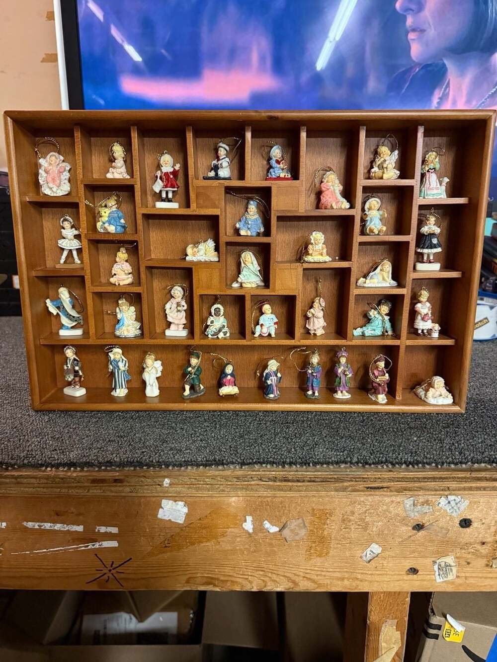 Dept 56 Little Kids Christmas Ornaments Lot of 36 with Wooden Display Case